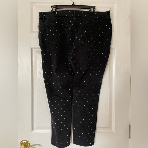 EUC ✨ Chico’s | Black Skinny Jeans with Gold Metallic Dots - Picture 3 of 5